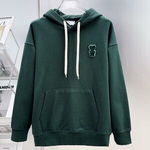 Ami Forest Green Hoodie with Iconic Patch